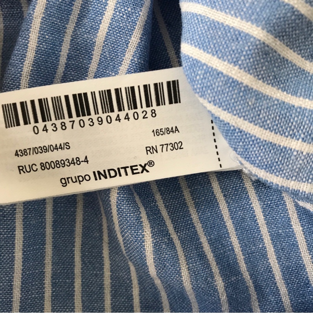 ZARA BUTTON SHIRT BLUE STRIPED BIXY CROP LONG SLEEVE WOMENS SMALL - Picture 7 of 10